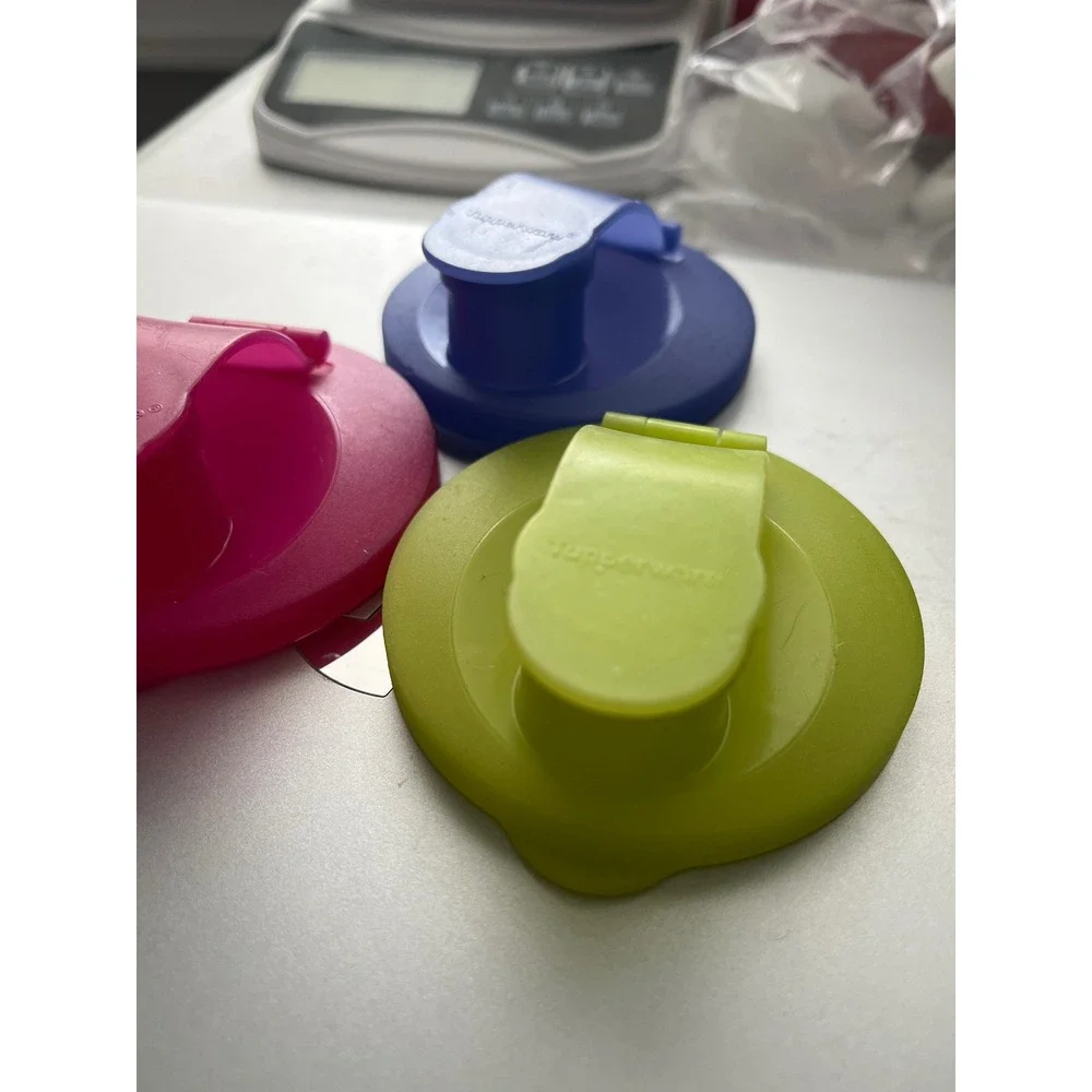 Tupperware Eco Water Bottle Flip Top Replacement Lids Set of 3 Pink Blue Green